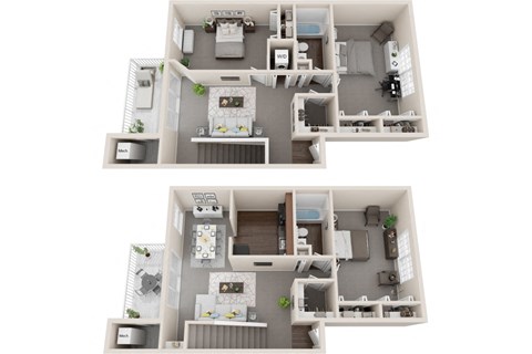 3 bed 2 bath, 1490sf 3d floor plan  at Kenilworth at Charles Apartments, Maryland, 21204